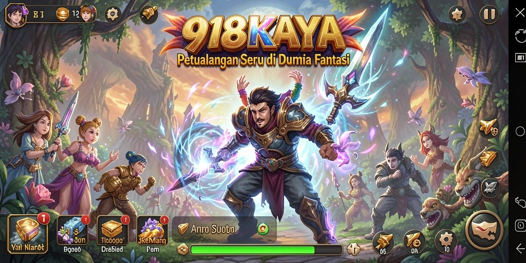 Gameplay seru 918KAYA dalam dunia petualangan fantasi.
