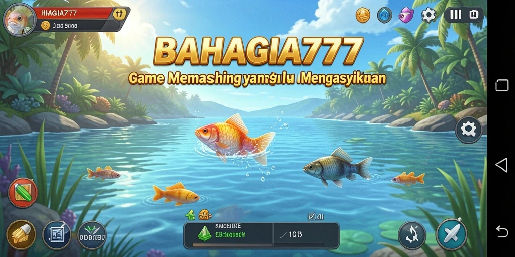 Tangkapan layar gameplay BAHAGIA777 yang menampilkan suasana memancing yang menenangkan.