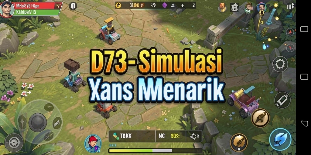 Screenshot gameplay D73 menampilkan suasana dunia simulasi yang menakjubkan.