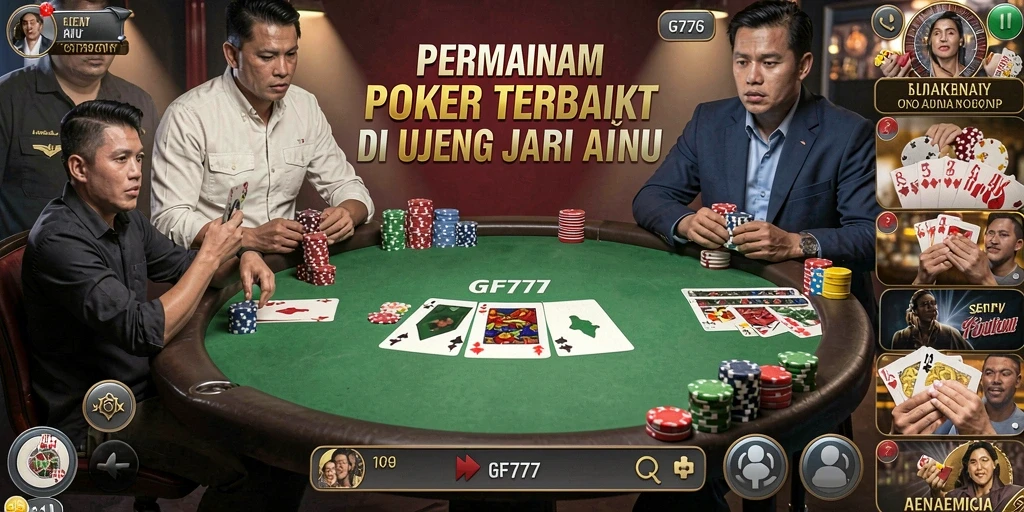 Screenshot gameplay GF777 menampilkan aksi seru permainan Poker.