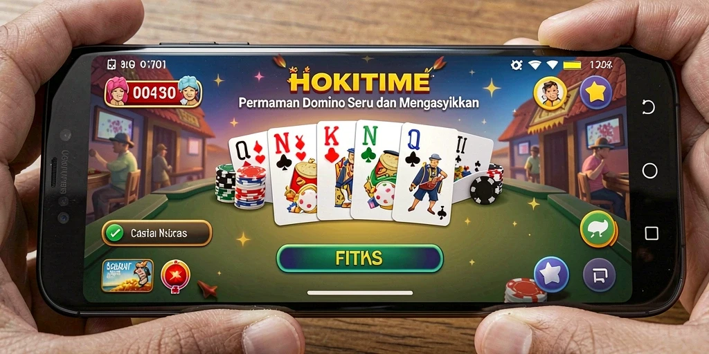 Tampilan gameplay HOKITIME dengan serunya permainan domino.