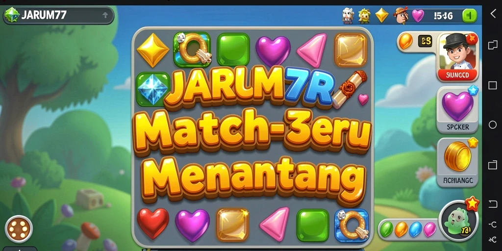 Tampilan menarik dari gameplay permainan Match-3 JARUM77.