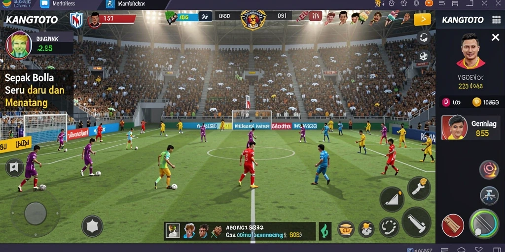 Screenshot gameplay KANGTOTO menunjukkan aksi seru di lapangan.