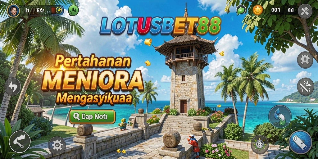 Gameplay LOTUSBET88 dengan menara pertahanan yang strategis.