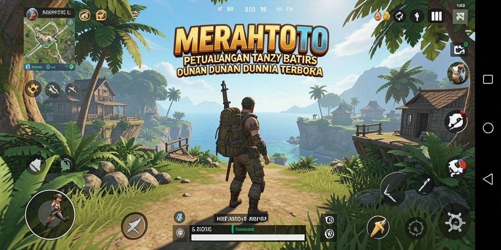Gameplay MERAHTOTO menampilkan petualangan seru di dunia terbuka.