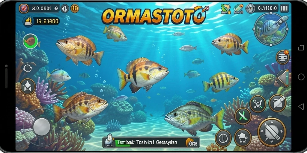Tampilan seru gameplay Tembak Ikan di ORMASTOTO.