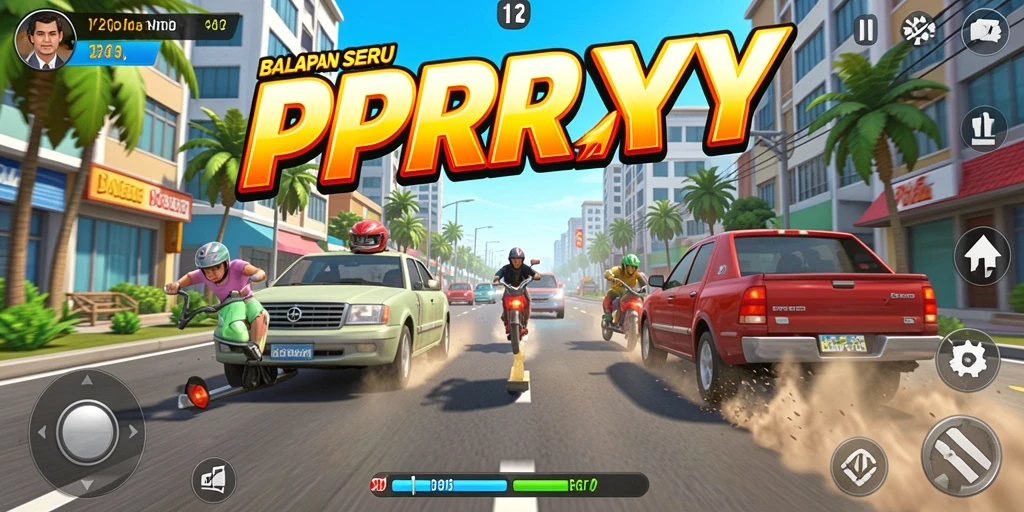 Gameplay balapan mendebarkan di PPRRYY dengan grafik menakjubkan.