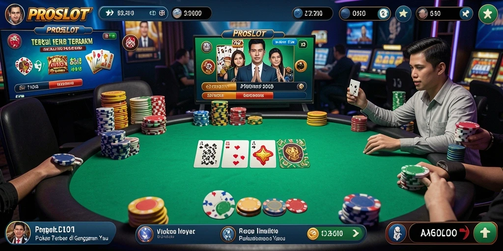 Tampilan gameplay Poker yang mendebarkan dalam aplikasi PROSLOT.