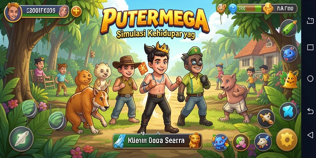 Screenshot gameplay PUTERMEGA yang menunjukkan interaksi karakter.