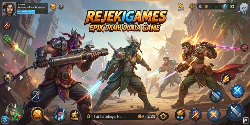Screenshot gameplay REJEKIGAMES yang menunjukkan pertarungan penuh aksi.