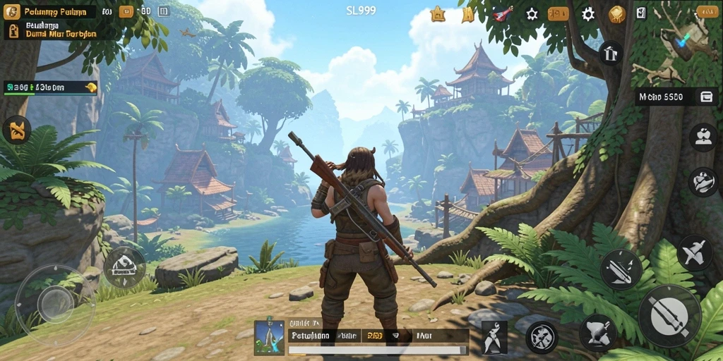 Screenshot gameplay SL999 menunjukkan petualangan yang mendebarkan di dunia terbuka.