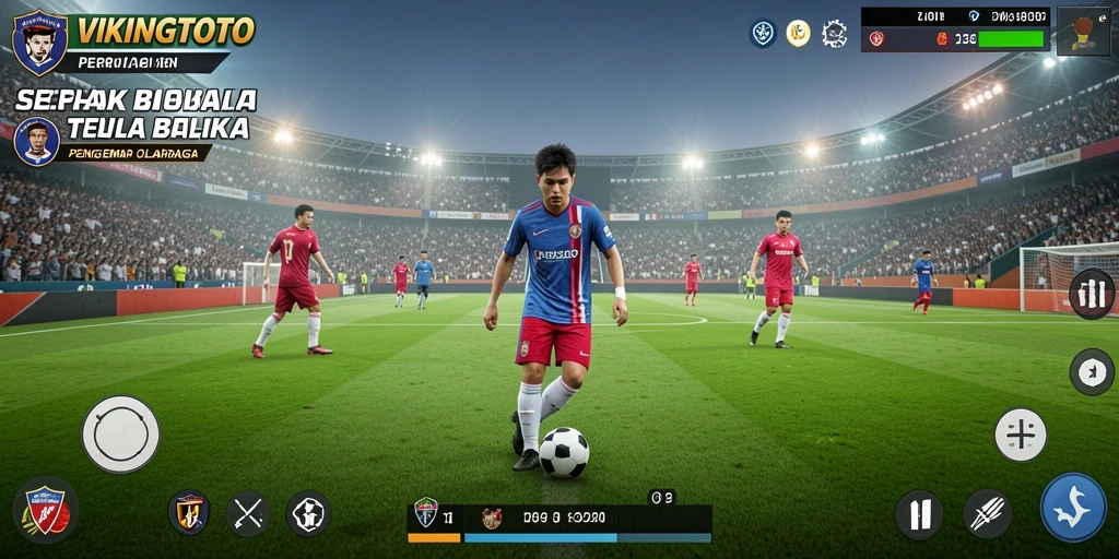 Tampilan seru dari gameplay VIKINGTOTO dengan aksi sepak bola yang mendebarkan.